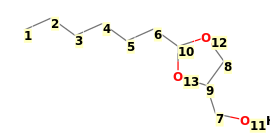 Image with canonical numbers derived from InChI string