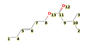 Image with canonical numbers derived from InChI string