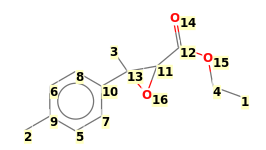 Image with canonical numbers derived from InChI string