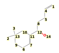 Image with canonical numbers derived from InChI string