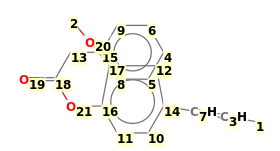 Image with canonical numbers derived from InChI string