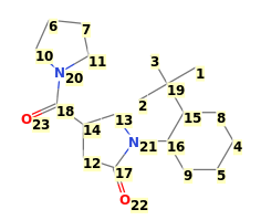 Image with canonical numbers derived from InChI string