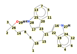 Image with canonical numbers derived from InChI string