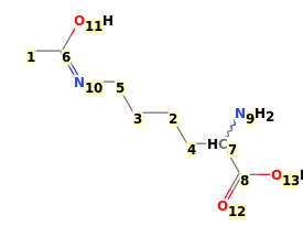 Image with canonical numbers derived from InChI string