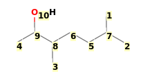 Image with canonical numbers derived from InChI string