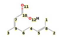 Image with canonical numbers derived from InChI string
