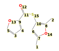 Image with canonical numbers derived from InChI string
