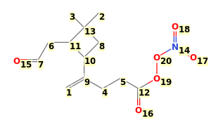 Image with canonical numbers derived from InChI string