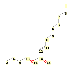 Image with canonical numbers derived from InChI string