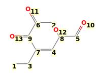 Image with canonical numbers derived from InChI string
