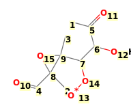 Image with canonical numbers derived from InChI string