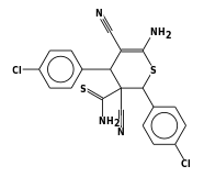 6-Amino-3,5-dicyano-3,4-dihydro-2,4-bis(4-chlorophenyl)thiopyran-3-thiocarboxamide