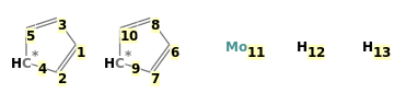 Image with canonical numbers derived from InChI string