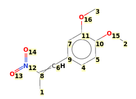 Image with canonical numbers derived from InChI string