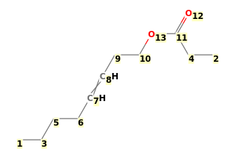 Image with canonical numbers derived from InChI string