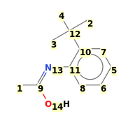 Image with canonical numbers derived from InChI string