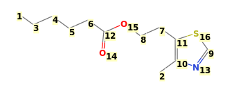 Image with canonical numbers derived from InChI string