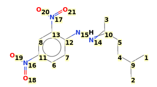 Image with canonical numbers derived from InChI string