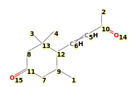 Image with canonical numbers derived from InChI string