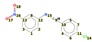 Image with canonical numbers derived from InChI string