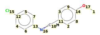 Image with canonical numbers derived from InChI string