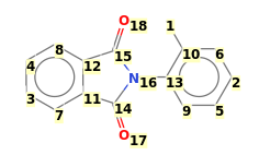 Image with canonical numbers derived from InChI string