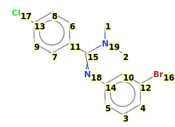 Image with canonical numbers derived from InChI string