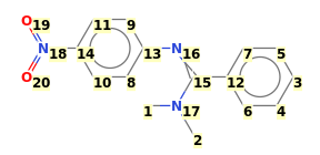 Image with canonical numbers derived from InChI string