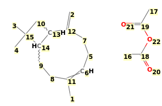 Image with canonical numbers derived from InChI string