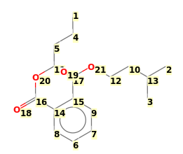 Image with canonical numbers derived from InChI string