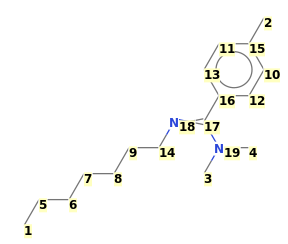 Image with canonical numbers derived from InChI string