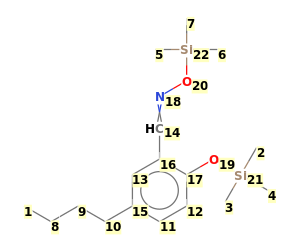 Image with canonical numbers derived from InChI string