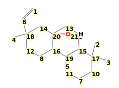 Image with canonical numbers derived from InChI string