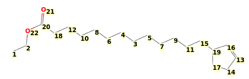 Image with canonical numbers derived from InChI string