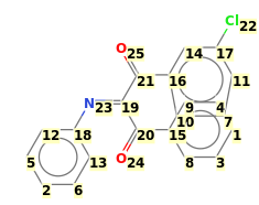 Image with canonical numbers derived from InChI string