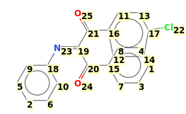 Image with canonical numbers derived from InChI string