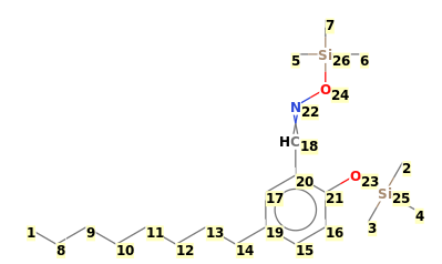 Image with canonical numbers derived from InChI string