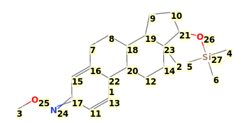 Image with canonical numbers derived from InChI string