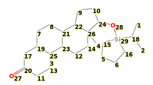 Image with canonical numbers derived from InChI string