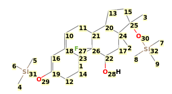 Image with canonical numbers derived from InChI string