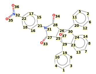 Image with canonical numbers derived from InChI string