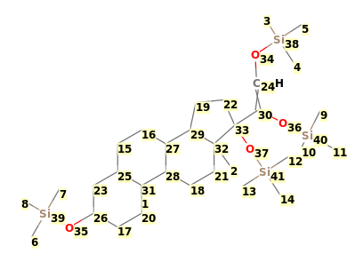 Image with canonical numbers derived from InChI string