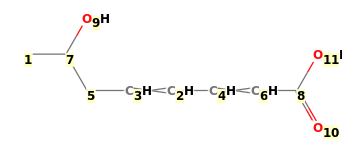 Image with canonical numbers derived from InChI string