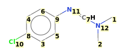 Image with canonical numbers derived from InChI string