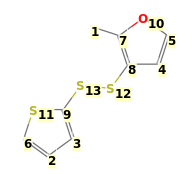 Image with canonical numbers derived from InChI string